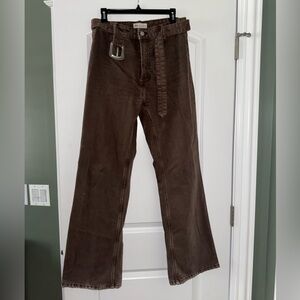 Zara Dark Brown High Waisted Jeans with Belt